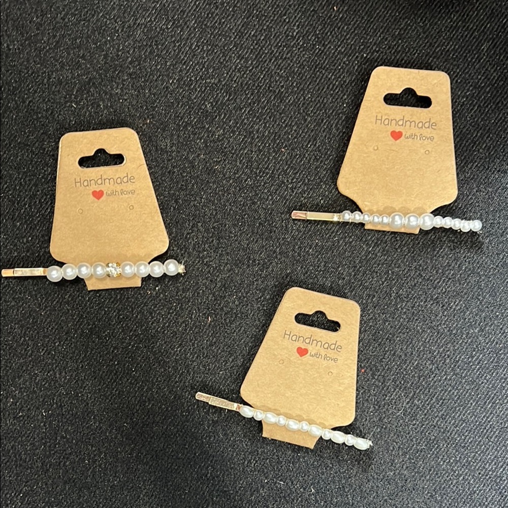 Handmade White Pearl Hair Clips